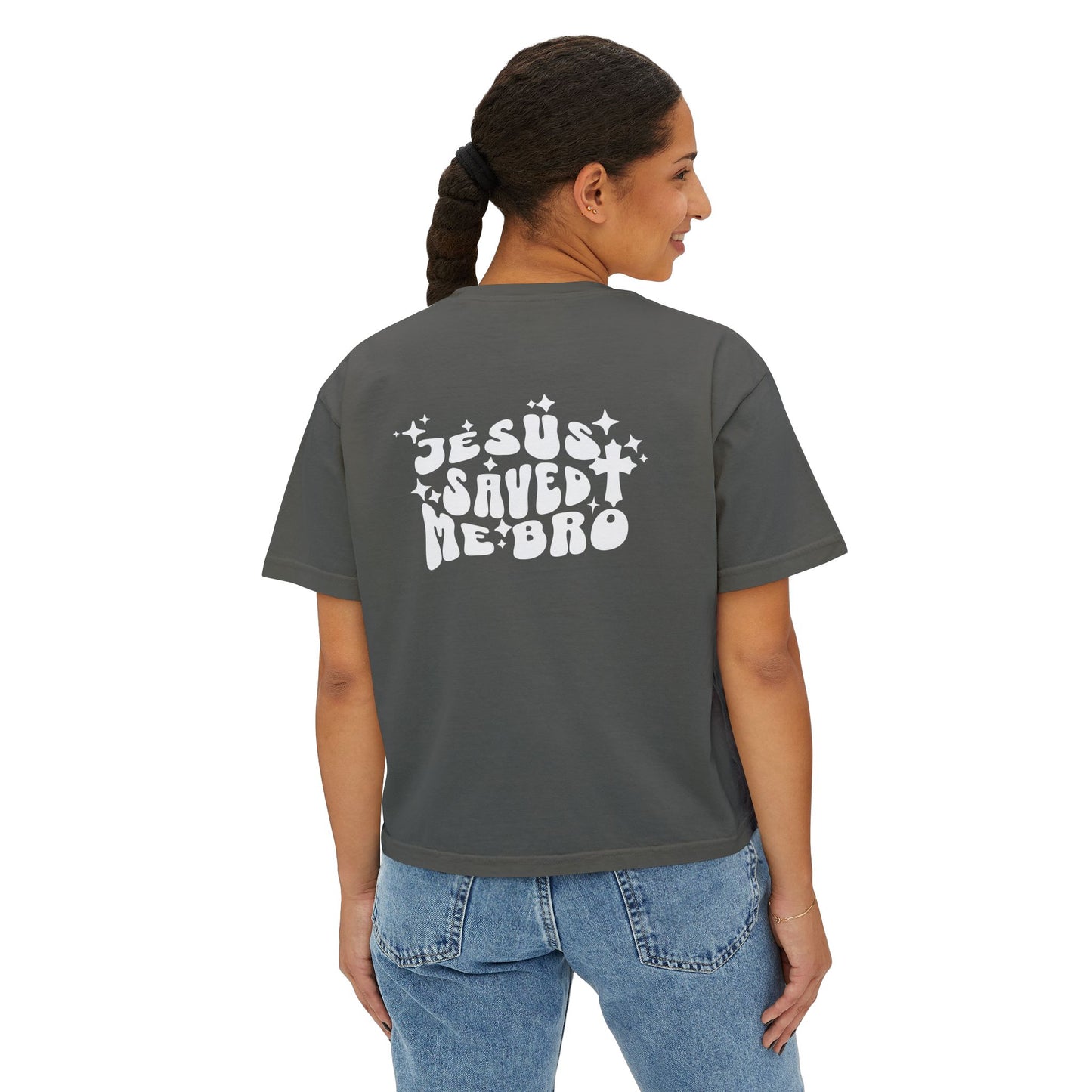 Jesus Saved Me Bro - Women's Oversized Crop Top